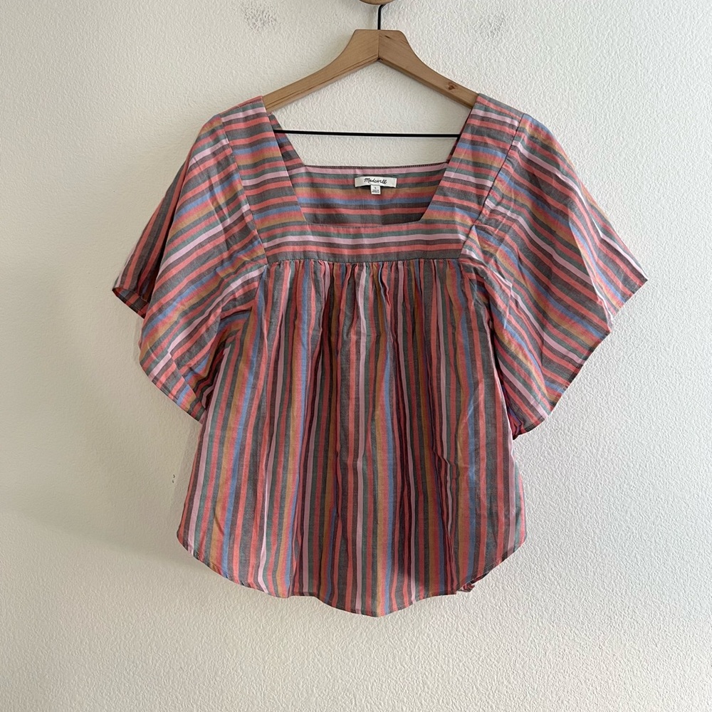 Madewell Butterfly Top in Rainbow Stripe